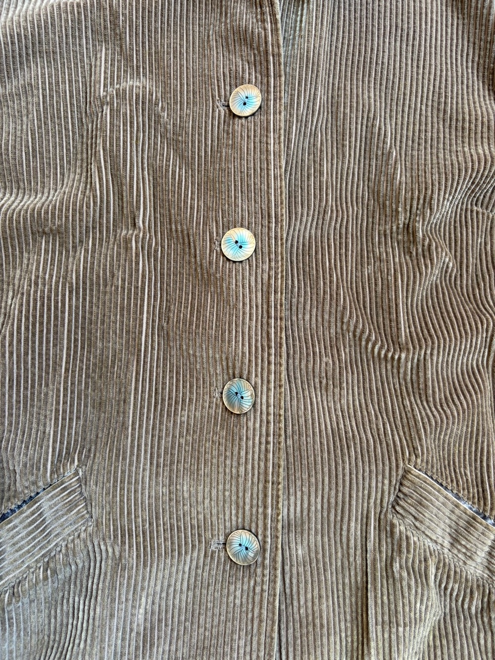 Vintage J. Jill Jacket Brown Corduroy Button Front Velvet Car Coat Swing Large - Picture 7 of 9